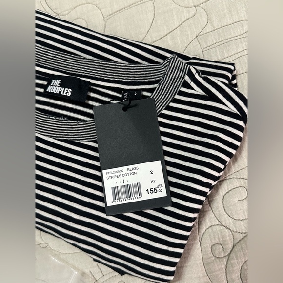 NWT The Kooples LONG-SLEEVED STRIPED TEE Size 2 (M) Crest Black White Fitted - Picture 11 of 11